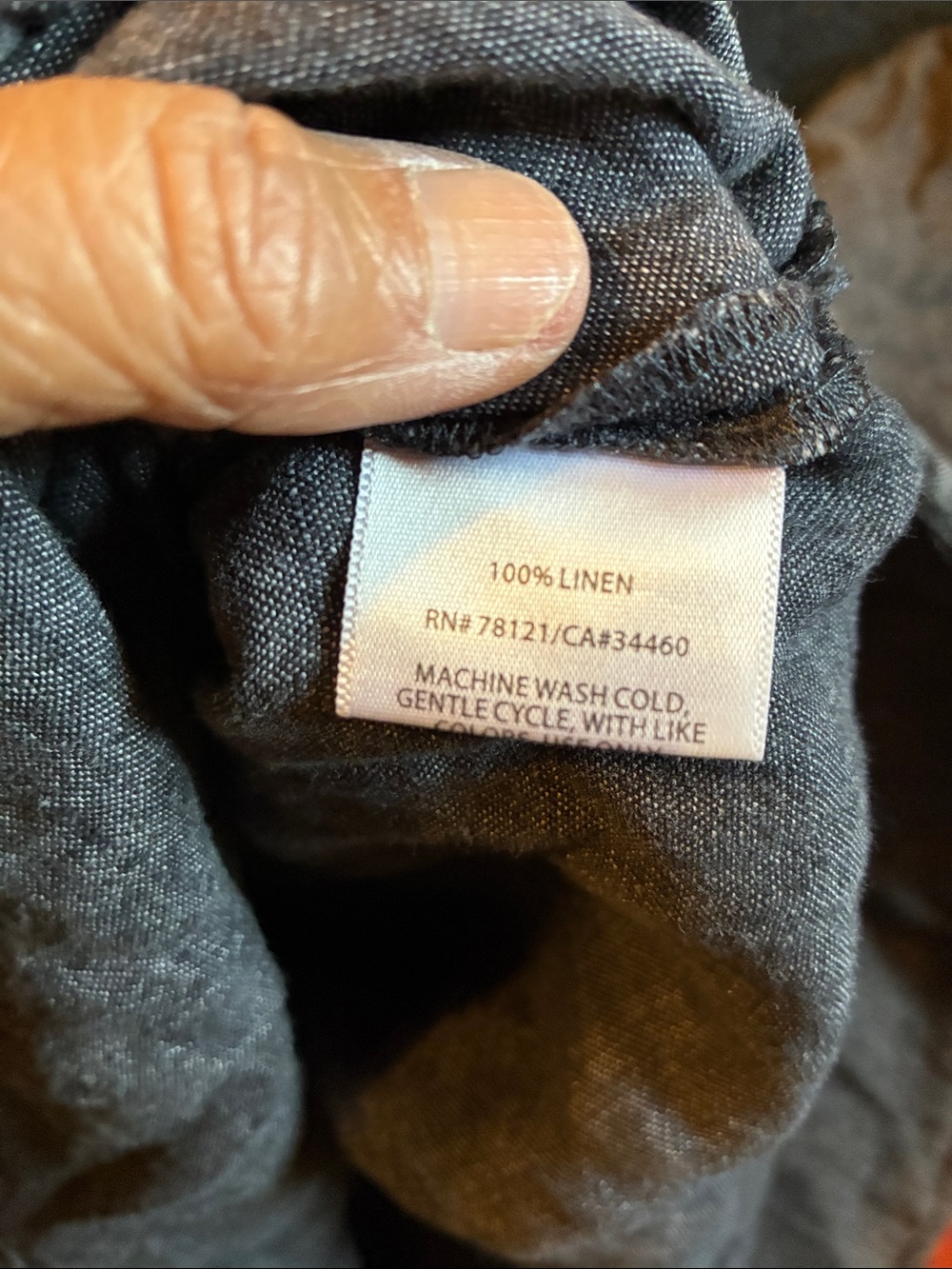 Eileen Fisher Indigo Button-Front 100% Linen Tunic - Picture 5 of 6